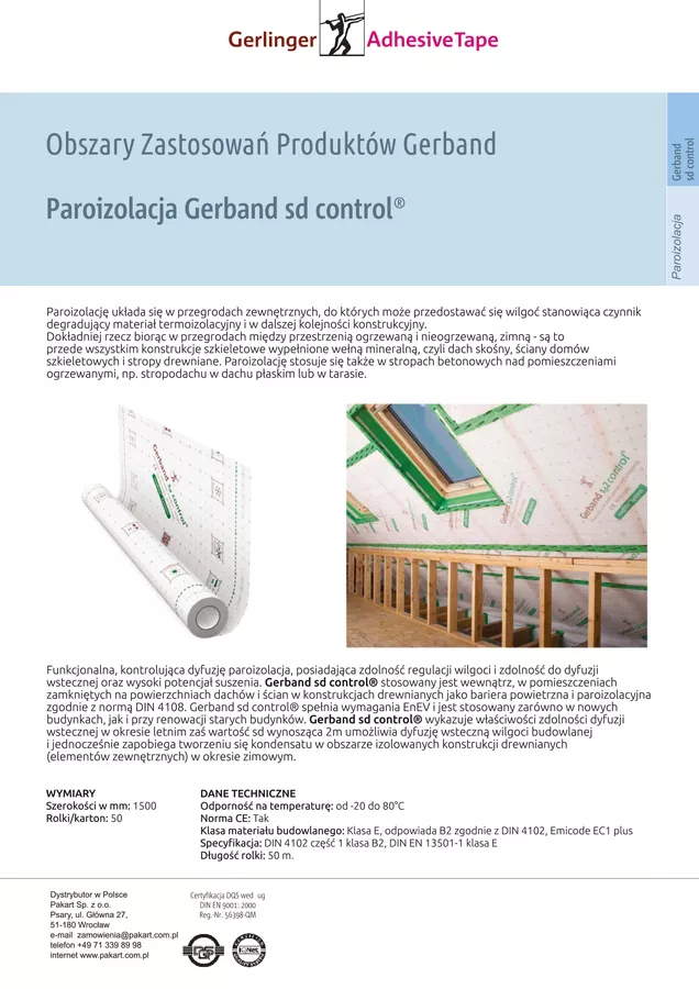 karta Paroizolacja GERBAND sd control